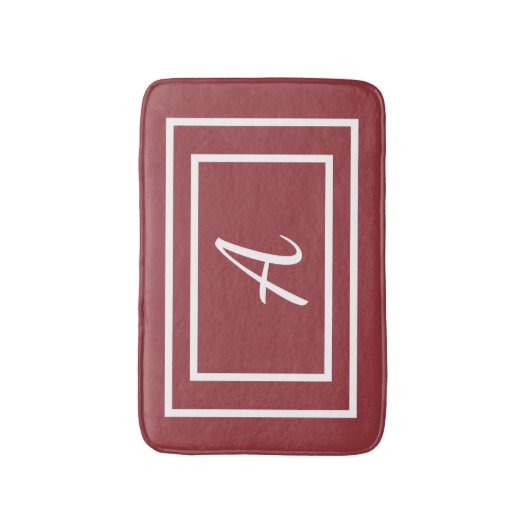 Tapis De Bain Monogramme rouge fille moderne initial (Devant (Vertical))