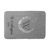 Tapis De Bain Monogramme Rustic Wood Nom de famille (Devant)