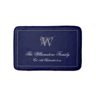 Tapis De Bain Monogramme rustique + Famille Nom Mariage Cadeau