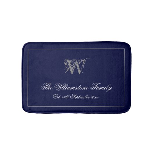 Tapis De Bain Monogramme rustique + Famille Nom Mariage Cadeau (Devant)