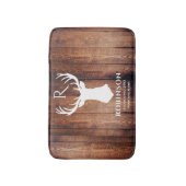 Tapis De Bain Monogramme rustique Nom Deer Antler Wood (Devant (Vertical))