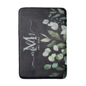Tapis De Bain Monogramme Sage Green Eucalyptus Feuilles de verdu (Devant (Vertical))
