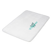 Tapis De Bain Monogramme sarcelle blanc croquant Nom (Angle)