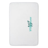 Tapis De Bain Monogramme sarcelle blanc croquant Nom (devant Vertical)