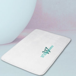 Tapis De Bain Monogramme sarcelle blanc croquant Nom