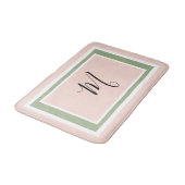 Tapis De Bain Monogramme Script Géométrique Rose Vert Pâle (Angle)