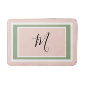 Tapis De Bain Monogramme Script Géométrique Rose Vert Pâle (Devant)