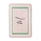 Tapis De Bain Monogramme Script Géométrique Rose Vert Pâle (Devant (Vertical))