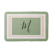 Tapis De Bain Monogramme Script géométrique vert et rose (Devant)