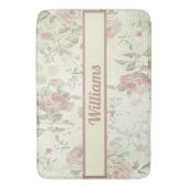 Tapis De Bain Monogramme Shabby Chic Rose Vert Rose Floral (devant Vertical)