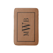 Tapis De Bain Monogramme sur apparence texturée Brown neutre (Devant (Vertical))