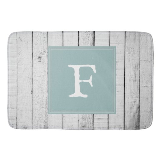 Tapis de bain Monogramme turquoise (Devant)