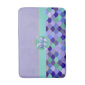 Tapis De Bain Monogramme Turquoise de sirène pourpre et aqua + n (Devant (Vertical))