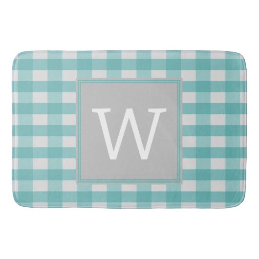 Tapis De Bain Monogramme turquoise Plaid de Buffalo (Devant)