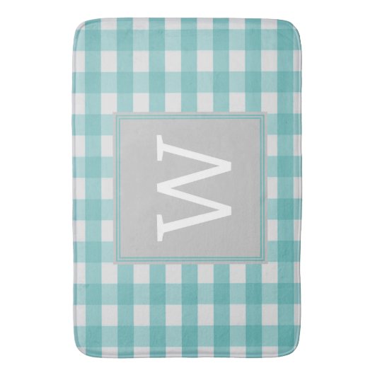 Tapis De Bain Monogramme turquoise Plaid de Buffalo (devant Vertical)