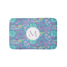 Monogramme Turquoise Purple Floral 