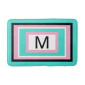 Tapis De Bain Monogramme Turquoise Rose Noir Géométrique (Devant)