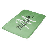 Tapis De Bain Monogramme Vert Ajouter Votre Nom Simple Moderne t (Angle)