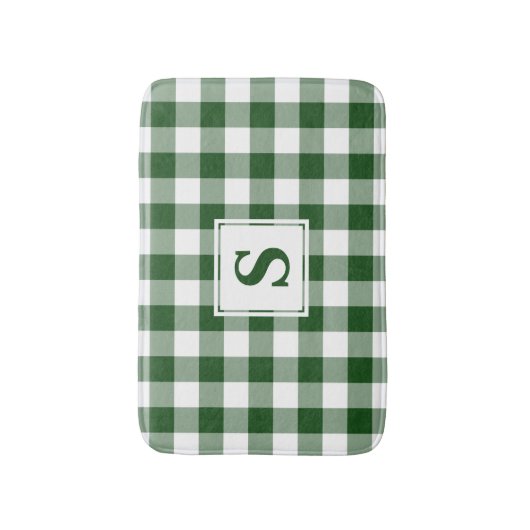 Tapis De Bain Monogramme vert blanc En vichy Motif (Devant (Vertical))