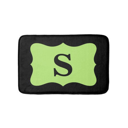 Tapis De Bain Monogramme vert clair noir Accueil initial Décor (Devant)