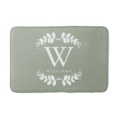 Tapis De Bain Monogramme vert doux Sage (Devant)