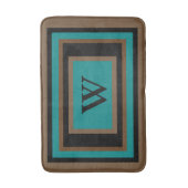 Tapis De Bain Monogramme vert sarcelle noir marron géométrique (Devant (Vertical))