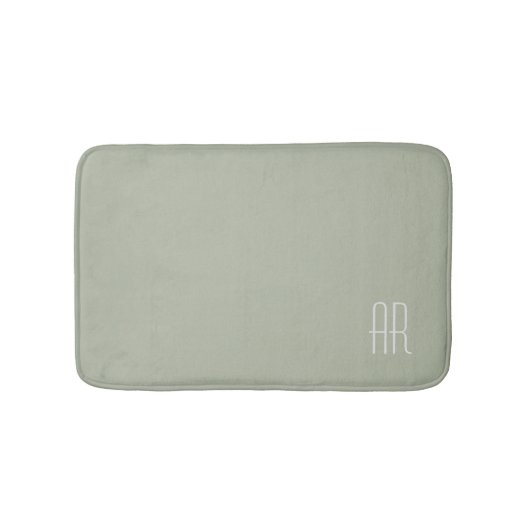 Tapis De Bain monogramme vert sauge argent (Devant)
