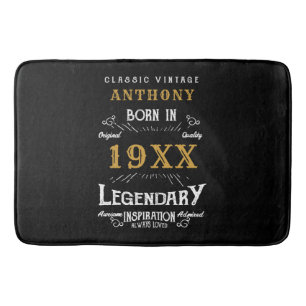 Tapis De Bain Monogramme Vintage rétro d'anniversaire personnali
