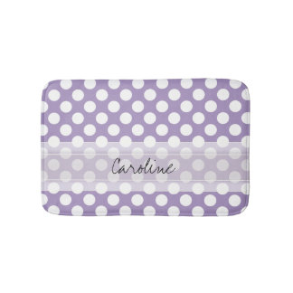 Tapis De Bain Monogramme violet blanc tendance Motif de point Po