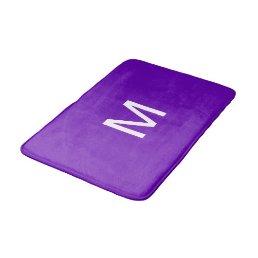 Tapis De Bain Monogramme violet vif blanc (Angle)