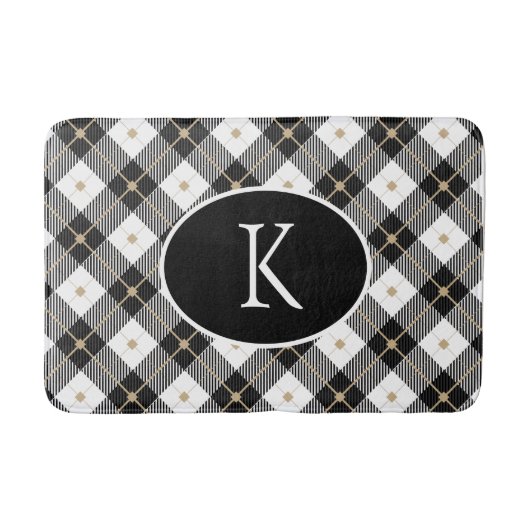 Tapis De Bain Monogrammed Black White Gold (Devant)