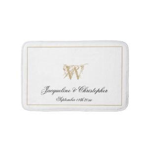 Tapis De Bain Monogrammes chics modernes Noms Mariage nouvelleme