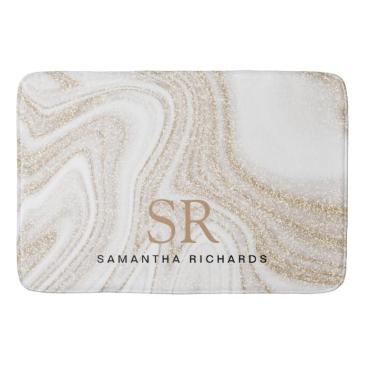 Tapis De Bain Monographie de parties scintillant d'or en marbre  (Devant)
