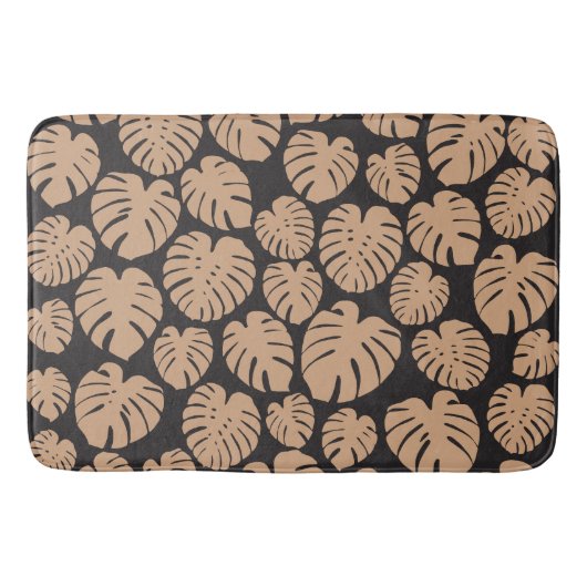 Tapis De Bain Monstera en Tan et noir (Devant)