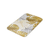 Tapis De Bain Monstera Feuilles : Blanc doré (Angle)