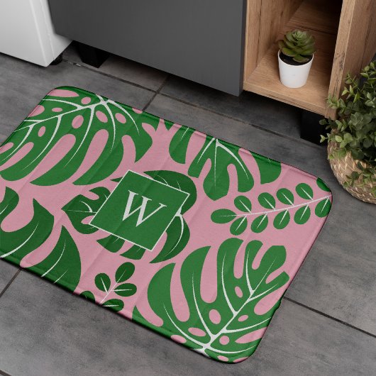 Tapis De Bain Monstera Feuilles Monogramme