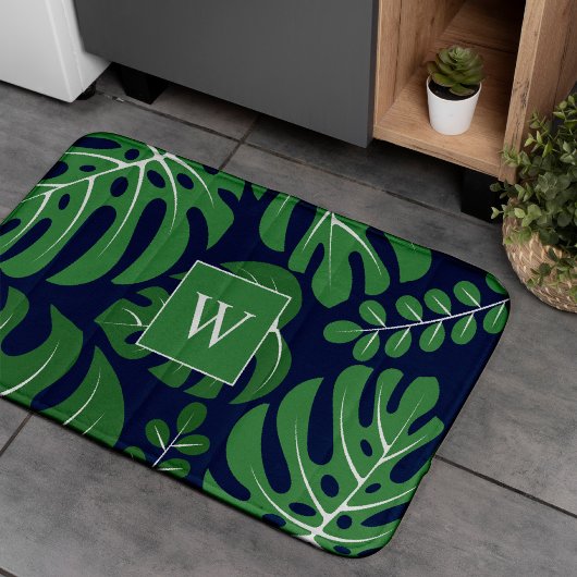 Tapis De Bain Monstera Feuilles Monogramme