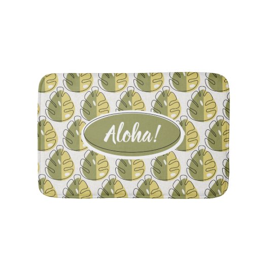 Tapis De Bain Monstera Leaves - Green (Devant)