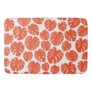 Tapis De Bain Monstera - Orange et blanc