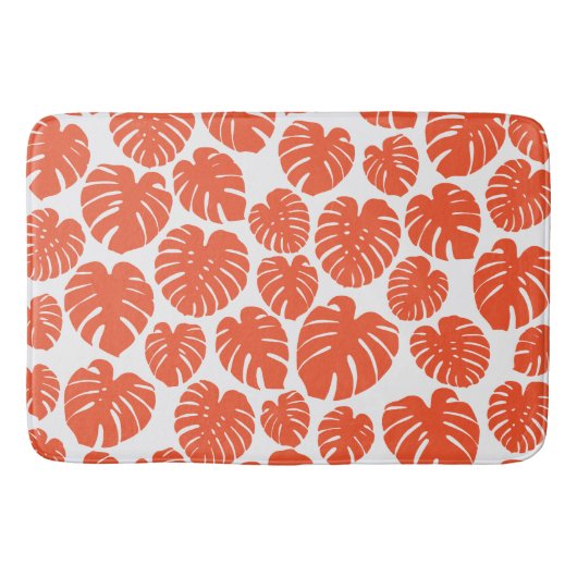 Tapis De Bain Monstera - Orange et blanc (Devant)