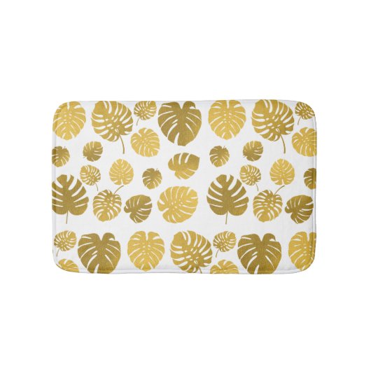 Tapis De Bain Monstère d'or moderne Feuille Tropical Motif (Devant)