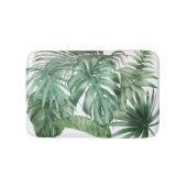 Tapis De Bain Monstère moderne blanche Tropical Feuille Motif (Devant)