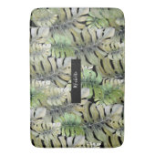Tapis De Bain Monstère tropicale Palm Pastel Monogrammé (devant Vertical)