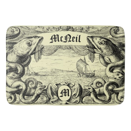 Tapis De Bain Monstre marin Steampunk Cartouche (Devant)