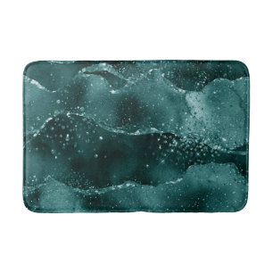 Tapis De Bain Moody Agate Turquoise Vert Malachite Riche Joyau