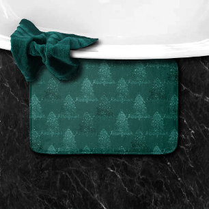 Tapis De Bain Moody Tree Motif   Noël Turquoise de minuit foncé