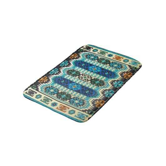 Tapis De Bain Moquette orientale turque persane bleu vert (Angle)