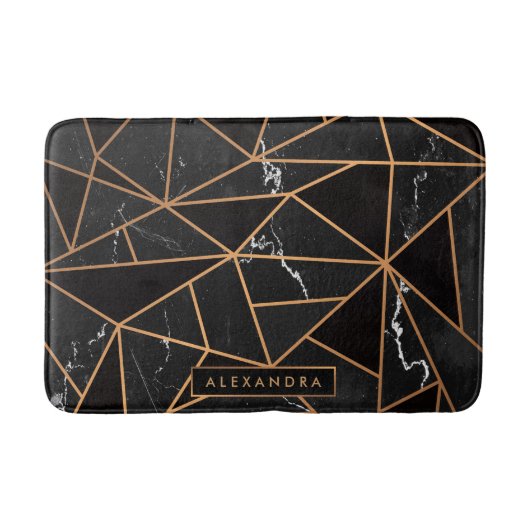 Tapis De Bain Mosaïque de marbre noir et doré (Devant)