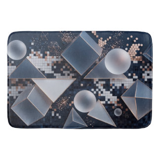 Tapis De Bain Mosaïque de Noël abstraite futuriste 3D
