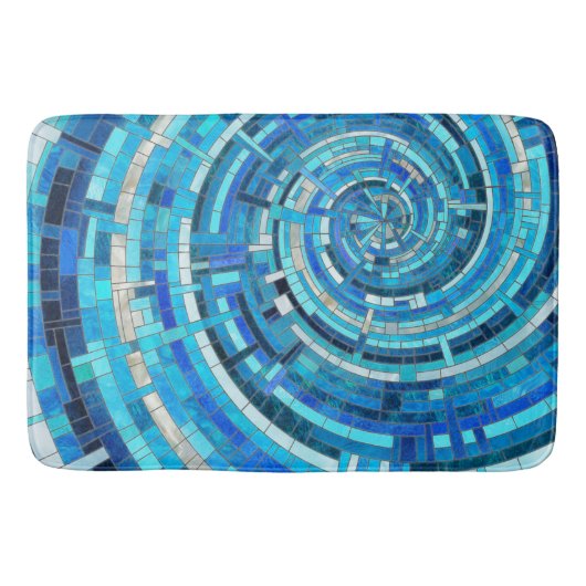 Tapis De Bain Mosaïque de spirale bleue (Devant)